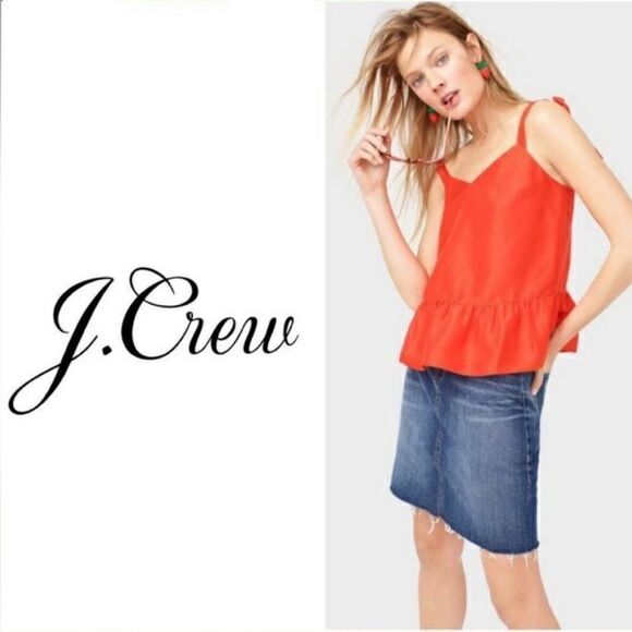 J. Crew Mercantile Blue Medium Wash Raw Hem Denim Mini Skirt - Picture 1 of 14
